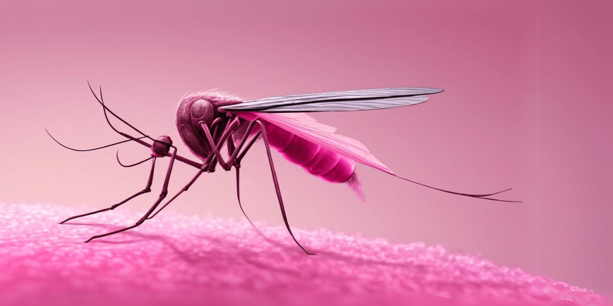 Eine rosa Mücke aus dem lustigen Gedicht Karl Heinz die Mücke